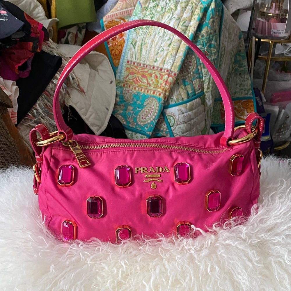 PRADA Fuchsia Embellished Shoulder Bag 💖 - Picture 3 of 17